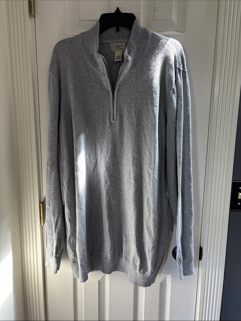 L.L. Bean Men's Light Gray Half-Zip Cashmere Blend Sweater
